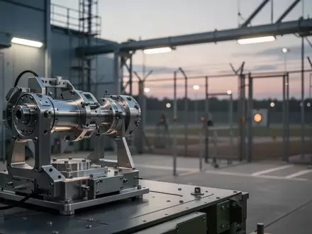 Moderne industrielle Verteidigungstechnologie in einer gesicherten Testanlage bei Dämmerung. - Foto: über boerse-global.de