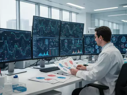 Ein Forscher arbeitet in einem modernen medizinischen Labor an Datenanalysen für die Gesundheitsforschung. - Foto: über boerse-global.de