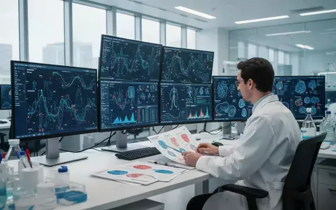 Ein Forscher arbeitet in einem modernen medizinischen Labor an Datenanalysen für die Gesundheitsforschung. - Foto: über boerse-global.de
