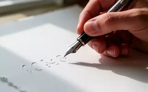 Nahaufnahme einer Hand, die einen Füllfederhalter über einem Blatt Papier hält, während sie konzentriert schreibt. - Foto: über boerse-global.de