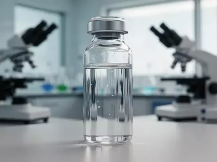 Ein gläsernes Probenröhrchen mit einer klaren Flüssigkeit in einem medizinischen Labor zur Erforschung des Mikrobioms. - Foto: über boerse-global.de
