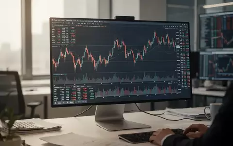 Blick auf einen professionellen Handelsplatz mit Computerbildschirmen und Börsencharts in einer modernen Büroumgebung. - Foto: über boerse-global.de