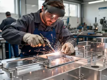 Ein Metallhandwerker bei der präzisen Arbeit an einem Werkstück in einer modernen Werkstatt. - Foto: über boerse-global.de