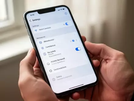 Nahaufnahme eines modernen Smartphones in den Händen einer Person, das die Mobilfunkeinstellungen auf dem Display zeigt. - Foto: über boerse-global.de