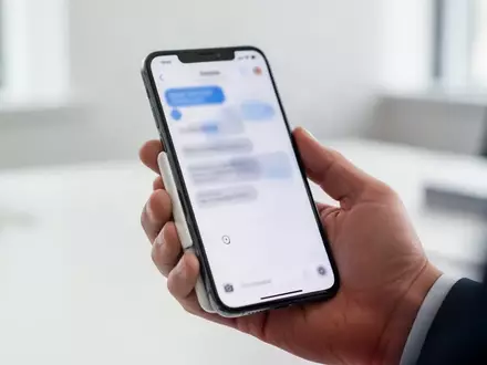 Eine Person hält ein Smartphone in einer hellen Büroumgebung, während sie Einstellungen in einer Messenger-App vornimmt. - Foto: über boerse-global.de