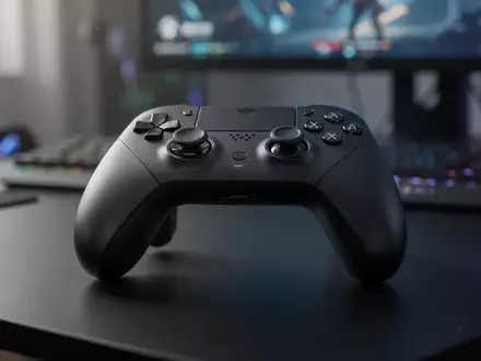 Ein hochwertiger schwarzer PC-Controller auf einem Schreibtisch in einer professionellen Gaming-Umgebung. - Foto: über boerse-global.de