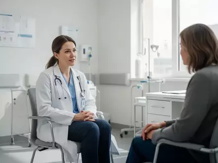 Eine Ärztin im Gespräch mit einer Patientin in einem hellen, modernen Behandlungsraum einer gynäkologischen Ambulanz. - Foto: über boerse-global.de