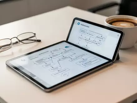 Ein moderner Schreibtisch in einem Versicherungsbüro mit einem Tablet, das digitale Workflows für Gesundheitsversicherungen anzeigt. - Foto: über boerse-global.de