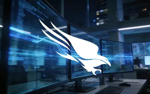 Abstrakte Darstellung einer modernen Kommandozentrale für Cybersicherheit mit leuchtenden Datenströmen. - Foto: über boerse-global.de