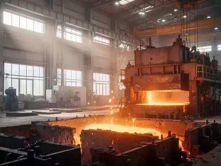 Moderne Stahlanlage mit glühendem Metall in einer industriellen Produktionshalle. - Foto: über boerse-global.de