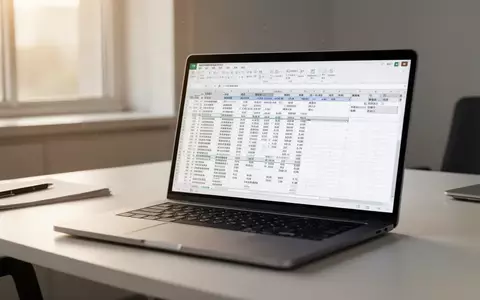 Ein Laptop-Bildschirm auf einem Schreibtisch zeigt eine komplexe Tabellenkalkulation bei natürlichem Lichteinfall. - Foto: über boerse-global.de