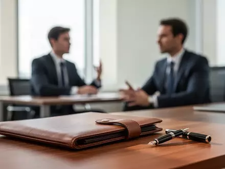 Ein professioneller Schreibtisch in einem modernen Büro mit Aktenordner, der eine seriöse Arbeitsatmosphäre darstellt. - Foto: über boerse-global.de