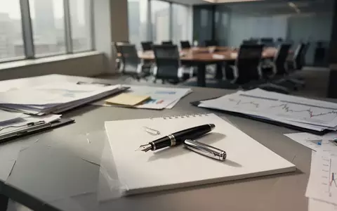 Ein Schreibtisch eines Finanzanalysten mit einem Füllfederhalter auf einem leeren Notizblock in einem modernen Büro. - Foto: über boerse-global.de