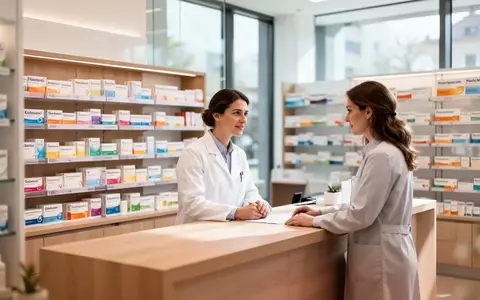 A pharmacist consulting with a customer at the counter of a modern, well-lit pharmacy in Germany. - Foto: über boerse-global.de