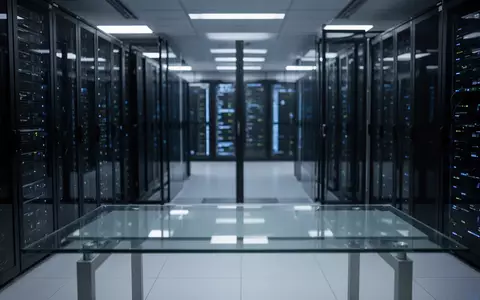 Ein moderner Serverraum mit Reihen von dunklen Serverschränken in kühler, blauer Beleuchtung. - Foto: über boerse-global.de