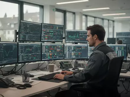 Ein Schichtarbeiter an einem modernen Arbeitsplatz in einem Kontrollzentrum in Zürich. - Foto: über boerse-global.de