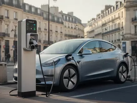 Ein modernes Elektroauto an einer öffentlichen Ladestation in einer urbanen Umgebung bei Tageslicht. - Foto: über boerse-global.de