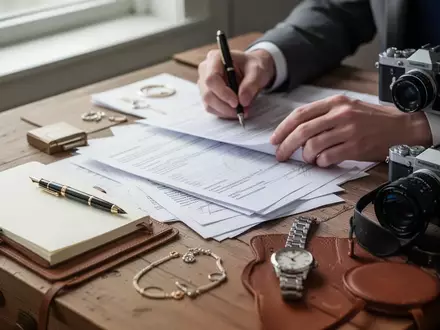 Eine Person organisiert Wertgegenstände und Dokumente auf einem Schreibtisch zur systematischen Inventarerfassung. - Foto: über boerse-global.de