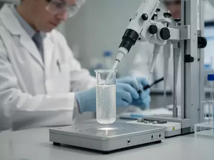 Wissenschaftler in einem modernen Labor bei der Arbeit mit einer Laborpipette und einer Glasampulle. - Foto: über boerse-global.de