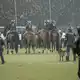 Beim DFB-Pokalspiel in Mannheim war auch berittene Polizei auf dem Spielfeld. - Bild: Foto Huebner/dpa
