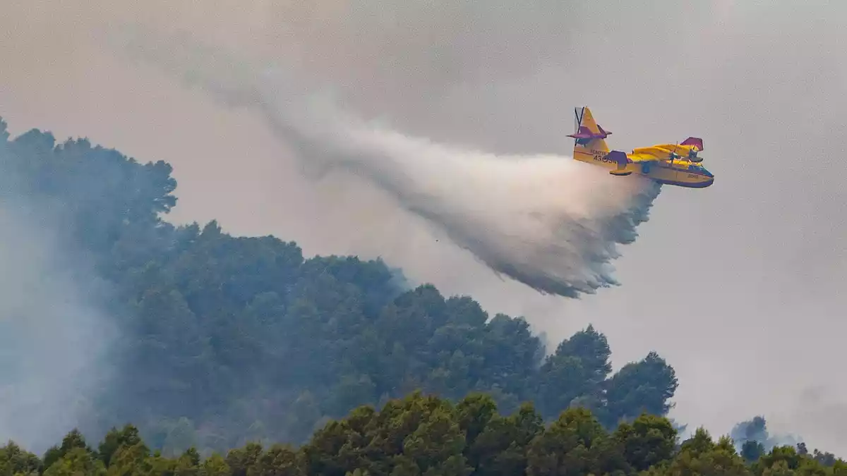 Immer wieder müssen in Spanien Waldbrände in unwegsamen Regionen wie hier Ende Juli in Castellón (Valencia) bekämpft werden. (Archivbild) - Bild: Ángel Sánchez/EUROPA PRESS/dpa