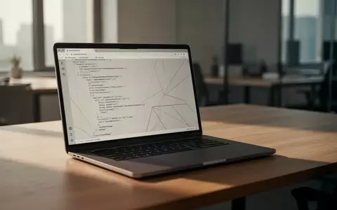 Ein moderner, aufgeräumter Arbeitsplatz mit einem Laptop, auf dessen Bildschirm abstrakte Programmiercodes zu sehen sind. - Foto: über boerse-global.de