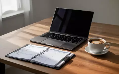 Ein aufgeräumter Schreibtisch mit Laptop und Notizbuch in hellem, natürlichem Licht als Symbol für effizientes Arbeiten. - Foto: über boerse-global.de