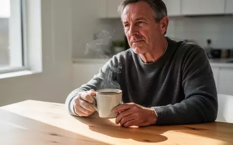 Ein Mann mittleren Alters trinkt morgens eine Tasse Kaffee an einem hellen Küchentisch. - Foto: über boerse-global.de