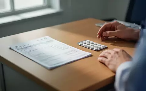 Nahaufnahme einer Medikamentenpackung mit Tabletten auf einem Schreibtisch in einer Arztpraxis bei natürlichem Licht. - Foto: über boerse-global.de