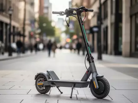 Ein moderner E-Scooter auf einem städtischen Gehweg bei Tageslicht. - Foto: über boerse-global.de