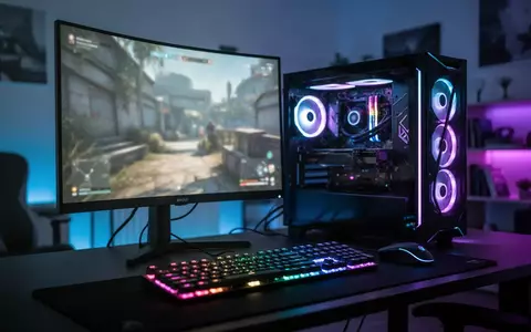 Ein moderner Gaming-PC mit leuchtender RGB-Tastatur in einem abgedunkelten Büro. - Foto: über boerse-global.de