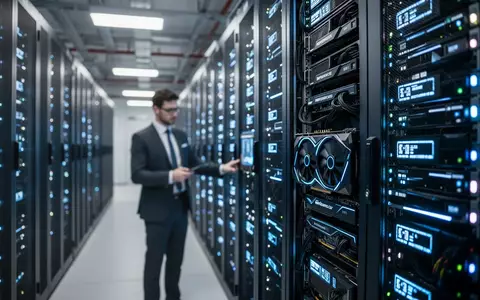 Ein moderner Serverraum mit beleuchteten Hochleistungsrechnern für KI-Infrastrukturen in einem Rechenzentrum. - Foto: über boerse-global.de