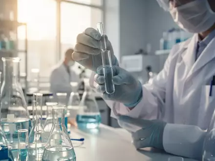 Ein Wissenschaftler arbeitet in einem modernen medizinischen Labor mit einer Glasphiole. - Foto: über boerse-global.de