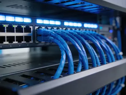 Moderne Serveranlage mit leuchtenden Netzwerkkabeln in einem Rechenzentrum. - Foto: über boerse-global.de