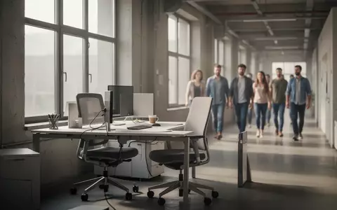 Ein moderner, menschenleerer Arbeitsplatz in einem Büro, der den demografischen Wandel und den Fachkräftemangel symbolisiert. - Foto: über boerse-global.de