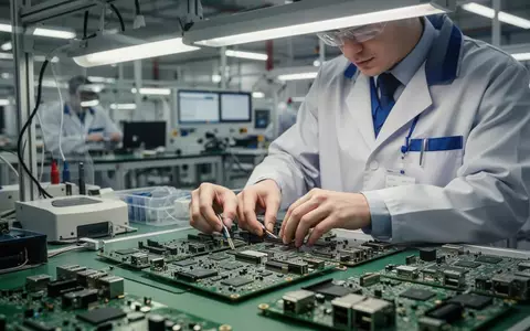 Ein Techniker bei der präzisen Arbeit an einer Leiterplatte in einer modernen Elektronikfertigung. - Foto: über boerse-global.de