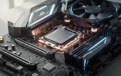 Nahaufnahme eines modernen Computer-Mainboards mit beleuchteten Hardware-Komponenten und Kühlsystemen. - Foto: über boerse-global.de