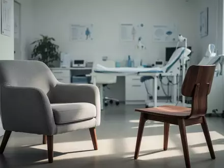 Ein minimalistischer Therapieraum mit zwei Sesseln in einem hellen, natürlich beleuchteten Praxisumfeld. - Foto: über boerse-global.de