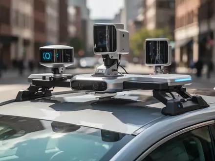 Nahaufnahme eines hochmodernen Sensormoduls auf dem Dach eines autonomen Robotaxis bei Tageslicht. - Foto: über boerse-global.de