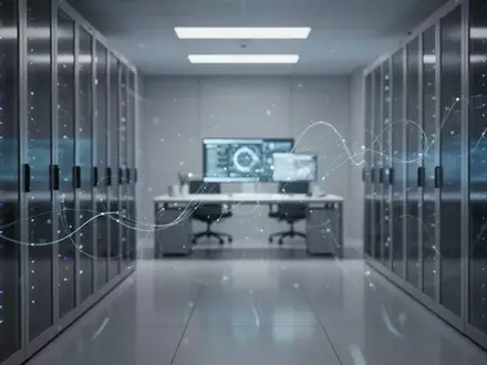 Ein modernes, minimalistisches Server-Rechenzentrum mit kühler Beleuchtung, das die technologische Infrastruktur und digitale Datenverarbeitung symbolisiert. - Foto: über boerse-global.de