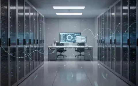 Ein modernes, minimalistisches Server-Rechenzentrum mit kühler Beleuchtung, das die technologische Infrastruktur und digitale Datenverarbeitung symbolisiert. - Foto: über boerse-global.de