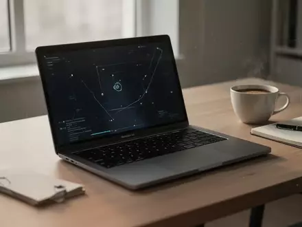 Ein minimalistischer, aufgeräumter Arbeitsplatz mit einem Laptop auf einem Holztisch bei natürlichem Tageslicht. - Foto: über boerse-global.de