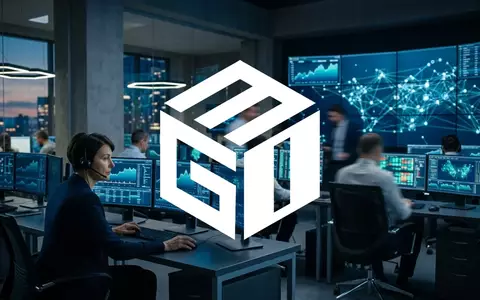 Abstrakte Darstellung einer modernen digitalen Werbelandschaft mit leuchtenden Datenströmen in einem professionellen Umfeld. - Foto: über boerse-global.de
