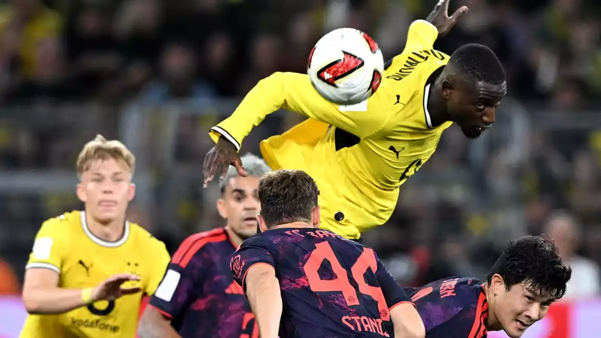 Borussia Dortmund versuchte viel - aber lange ohne Erfolg, wie hier Serhou Guirassy (oben). - Bild: Federico Gambarini/dpa