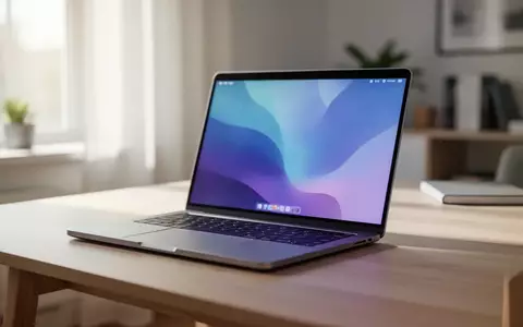 Ein moderner Laptop auf einem minimalistischen Schreibtisch in einem hellen Büro, der die Softwareentwicklung symbolisiert. - Foto: über boerse-global.de