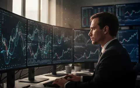 Ein Finanzexperte betrachtet konzentriert komplexe Marktdaten auf mehreren Monitoren in einem modernen Büro. - Foto: über boerse-global.de