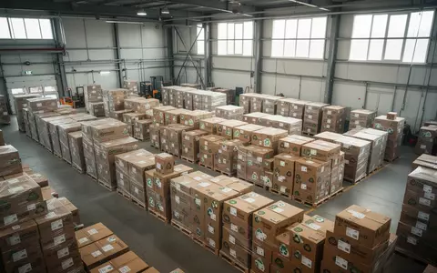 Moderne Lagerhalle mit gestapelten, recycelbaren Kartonverpackungen als Symbol für nachhaltige Lieferkettenprozesse. - Foto: über boerse-global.de