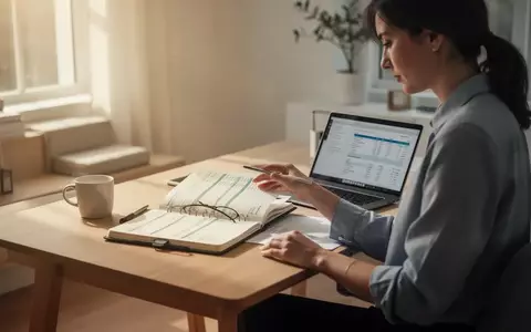Eine Person sitzt an einem minimalistischen Schreibtisch und plant ihre finanzielle Altersvorsorge mit Notizen. - Foto: über boerse-global.de