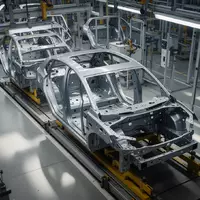 Leere Fertigungsstraße in einem modernen Volkswagen-Automobilwerk mit unfertigen Fahrzeugkarosserien. - Foto: über boerse-global.de