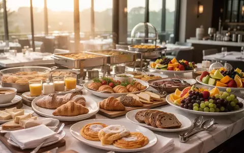 Ein reichhaltiges und ästhetisch arrangiertes Frühstücksbuffet mit frischen Speisen in einem modernen Restaurant. - Foto: über boerse-global.de
